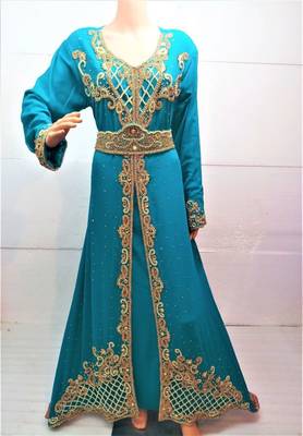 Phirozy Embroidered Georgette Islamic Kaftans With Zari & Stone Work 1