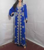Royal Blue Embroidered Georgette Islamic Kaftans With Zari & Stone Work