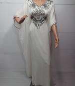 Cream Embroidered Georgette Islamic Kaftans With Zari & Stone Work