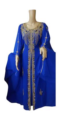 Royal Blue Embroidered Georgette Islamic Kaftans With Zari & Stone Work 1