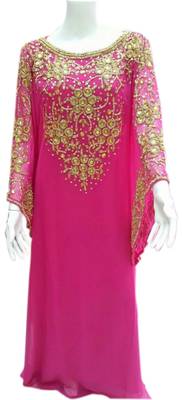 Pink Embroidered Georgette Islamic Kaftans With Zari & Stone Work 1