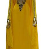 Yellow Embroidered Georgette Islamic Kaftans With Zari & Stone Work