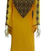 Yellow Embroidered Georgette Islamic Kaftans With Zari & Stone Work