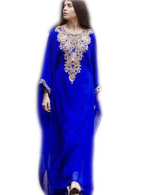 Royal Blue Embroidered Georgette Islamic Kaftans With Zari & Stone Work 1