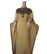Beige Embroidered Georgette Islamic Kaftans With Zari & Stone Work