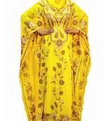 Yellow Embroidered Georgette Islamic Kaftans With Zari & Stone Work