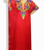 Red Embroidered Georgette Islamic Kaftans With Zari & Stone Work