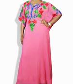 Baby Pink Embroidered Georgette Islamic Kaftans With Zari & Stone Work