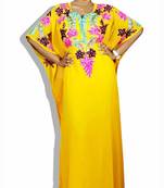 Yellow Embroidered Georgette Islamic Kaftans With Zari & Stone Work