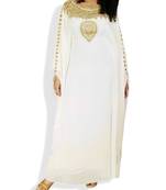 Cream Embroidered Georgette Islamic Kaftans With Zari & Stone Work