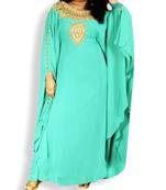 Sky Blue Embroidered Georgette Islamic Kaftans With Zari & Stone Work
