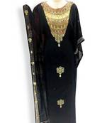 Black Embroidered Georgette Islamic Kaftans With Zari & Stone Work
