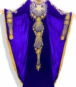 Purple Embroidered Georgette Islamic Kaftans With Zari & Stone Work