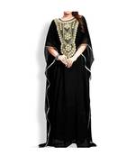 Black Embroidered Georgette Islamic Kaftans With Zari & Stone Work