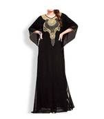 Black Embroidered Georgette Islamic Kaftans With Zari & Stone Work