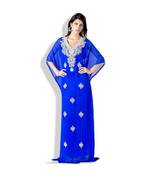 Royal Blue Embroidered Georgette Islamic Kaftans With Zari & Stone Work