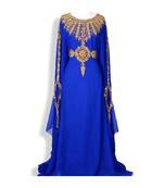 Royal Blue Embroidered Georgette Islamic Kaftans With Zari & Stone Work