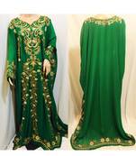 Green Embroidered Georgette Islamic Kaftans With Zari & Stone Work