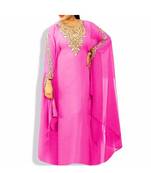 Pink Embroidered Georgette Islamic Kaftans With Zari & Stone Work