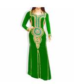 Green Embroidered Georgette Islamic Kaftans With Zari & Stone Work