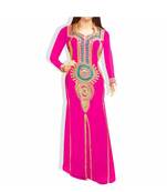 Pink Embroidered Georgette Islamic Kaftans With Zari & Stone Work