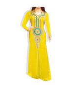 Yellow Embroidered Georgette Islamic Kaftans With Zari & Stone Work