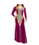 Magenta Embroidered Georgette Islamic Kaftans With Zari & Stone Work