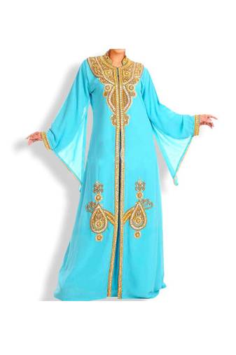 Phirozy Embroidered Georgette Islamic Kaftans With Zari & Stone Work