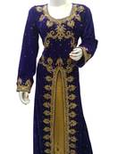 Purple Embroidered Georgette Islamic Kaftans With Zari & Stone Work