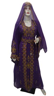 Purple Embroidered Georgette Islamic Kaftans With Zari & Stone Work 1