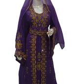 Purple Embroidered Georgette Islamic Kaftans With Zari & Stone Work
