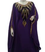 Purple Embroidered Georgette Islamic Kaftans With Zari & Stone Work