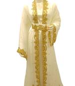 Cream Embroidered Georgette Islamic Kaftans With Zari & Stone Work