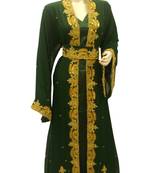 Green Embroidered Georgette Islamic Kaftans With Zari & Stone Work