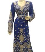 Royal Blue Embroidered Georgette Islamic Kaftans With Zari & Stone Work