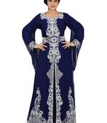 Navy Blue Embroidered Georgette Islamic Kaftans With Zari & Stone Work