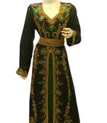 Inner Gren Jacket Black Embroidered Georgette Islamic Kaftans With Zari & Stone Work