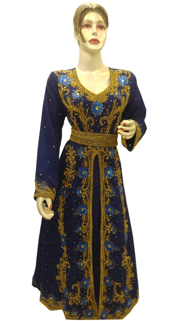 Inner Gren Jacket Black Embroidered Georgette Islamic Kaftans With Zari & Stone Work