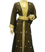 Green and yellow Embroidered Georgette Islamic Kaftans With Zari & Stone Work