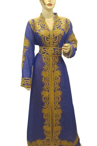 Cream Embroidered Georgette Islamic Kaftans With Zari & Stone Work