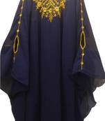Royal Blue Embroidered Georgette Islamic Kaftans With Zari & Stone Work