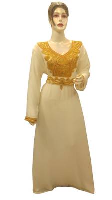 Tomato Embroidered Georgette Islamic Kaftans With Zari & Stone Work 1