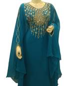 Cream Embroidered Georgette Islamic Kaftans With Zari & Stone Work