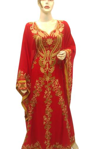 Dark Blue Embroidered Georgette Islamic Kaftans With Zari & Stone Work