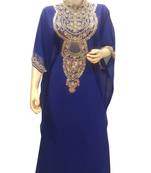 Blue Embroidered Georgette Islamic Kaftans With Zari & Stone Work