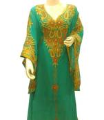 Pista Embroidered Georgette Islamic Kaftans With Zari & Stone Work