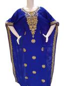 Royal Blue Embroidered Georgette Islamic Kaftans With Zari & Stone Work