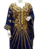 Navy Blue Embroidered Georgette Islamic Kaftans With Zari & Stone Work