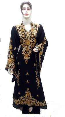Black Embroidered Georgette Islamic Kaftans With Zari & Stone Work 1