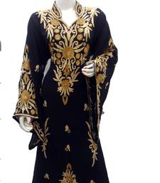 Black Embroidered Georgette Islamic Kaftans With Zari & Stone Work